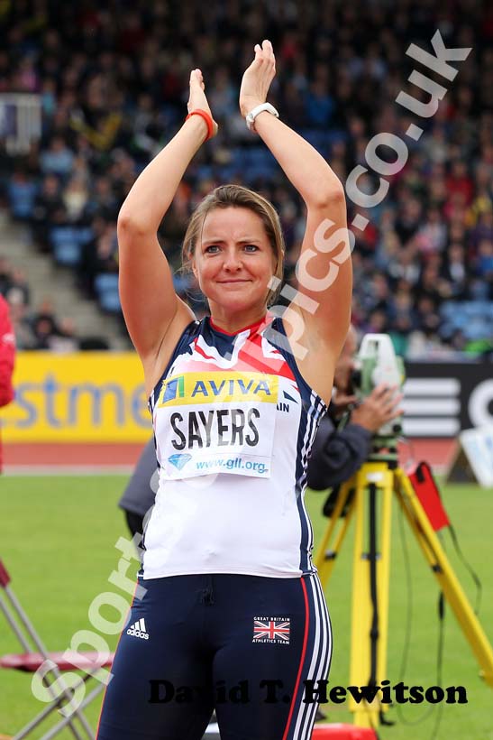 Goldie Sayers with a National record in the javelin, 2012 Samsung Diamond League, Crystal Palace, London.